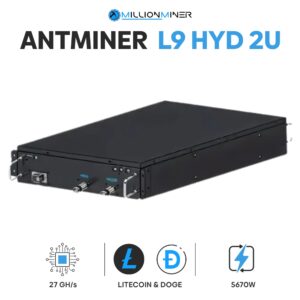 bitmain antminer l9 hydro 2u 27gh/s dogecoin & litecoin (scrypt) miner new